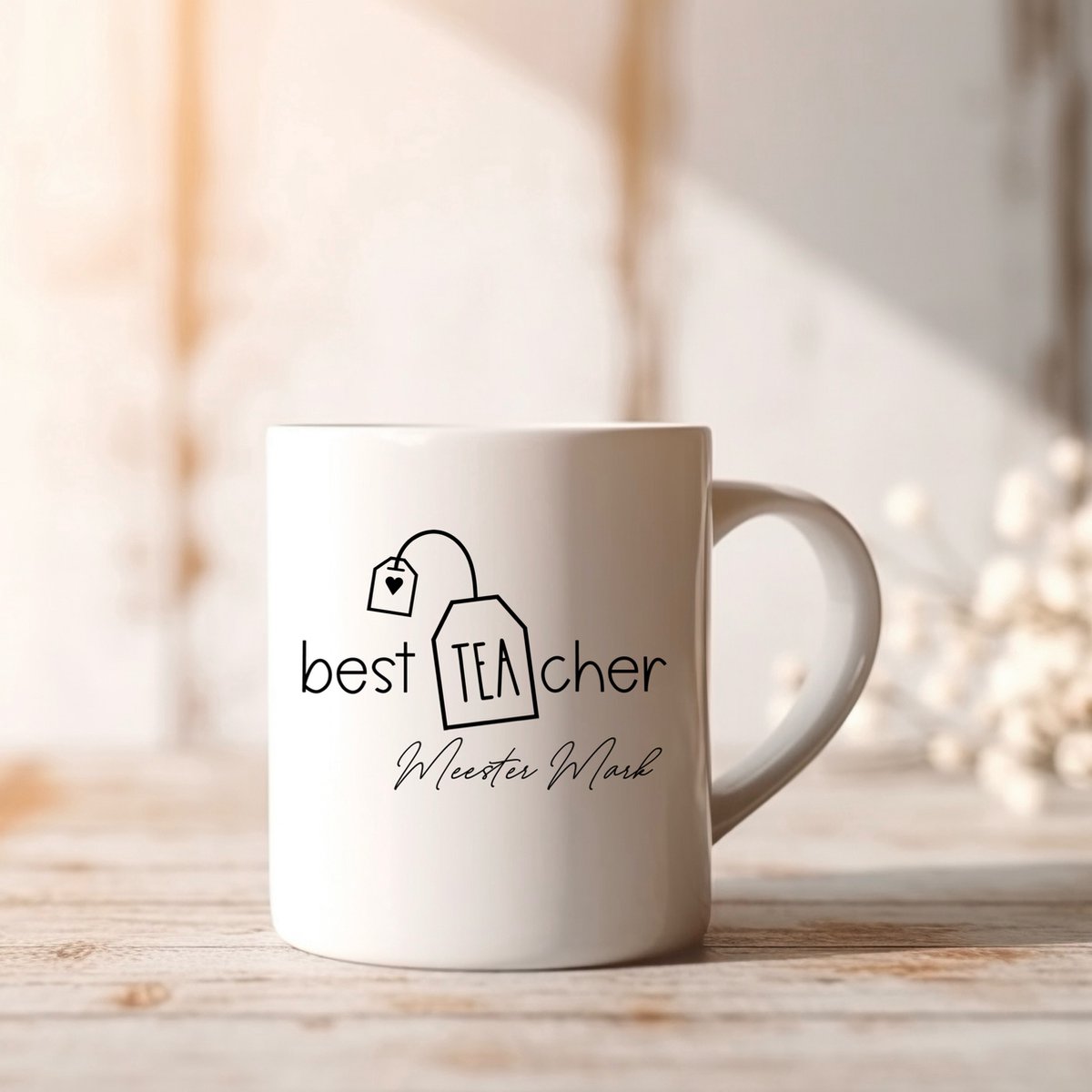 Mok Meester - Persoonlijk cadeau voor Meester - graag gelijk de naam doorgeven na je bestelling - Mok met naam