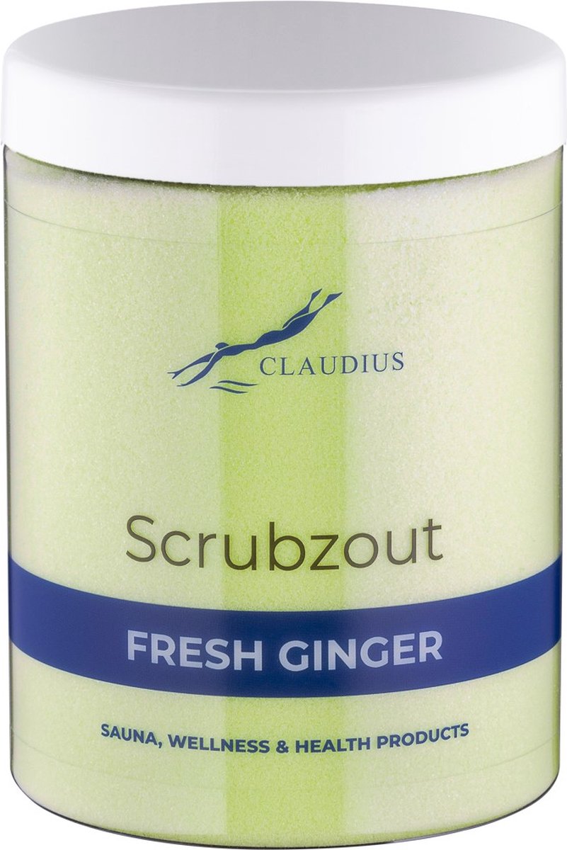 Goedkoopste Scrubzout Fresh Ginger in handige pot - 1250 gram - met witte deksel - Hydraterende Lichaamsscrub