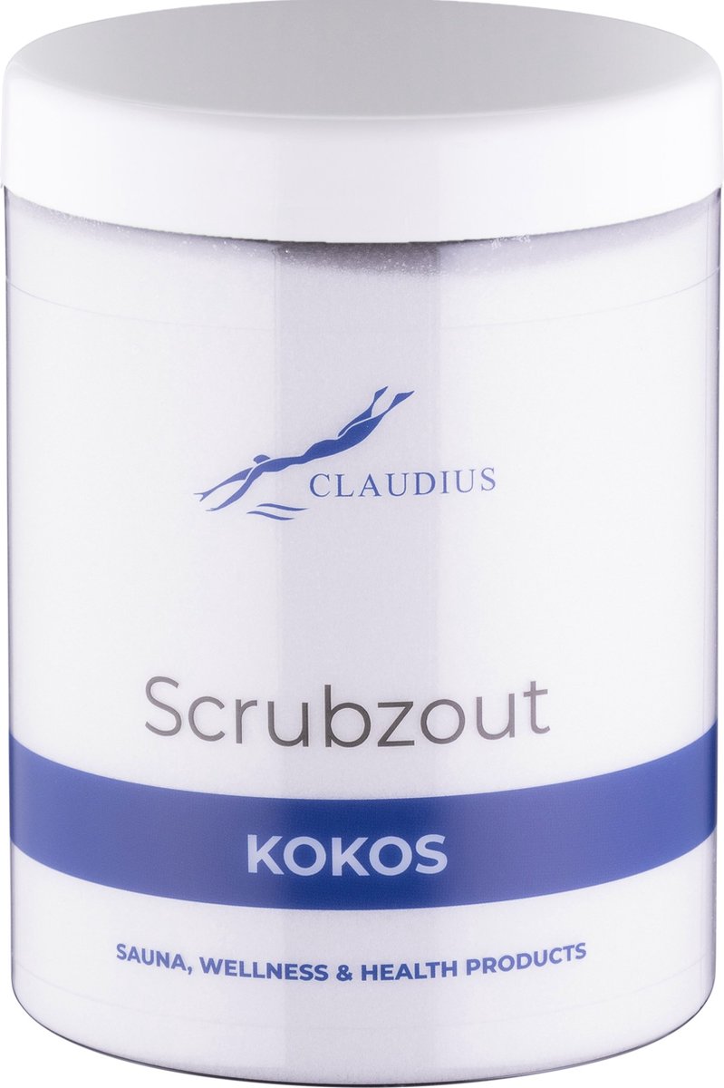 Goedkoopste Scrubzout Kokos in handige pot - 1250 gram - met witte deksel - Hydraterende Lichaamsscrub