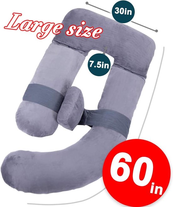 As AWESLING Lichaamskussen 152 cm - Borstvoeding, Moederschap en Zwangerschap - Grijs Pregnancy pillow van AWESLING — afbeelding 4
