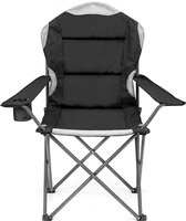 Opvouwbare campingstoel Heavy Duty Luxe Gewatteerd Hoge Rug - Zwart - 1 Stoel met Bekerhouder beach sling chair