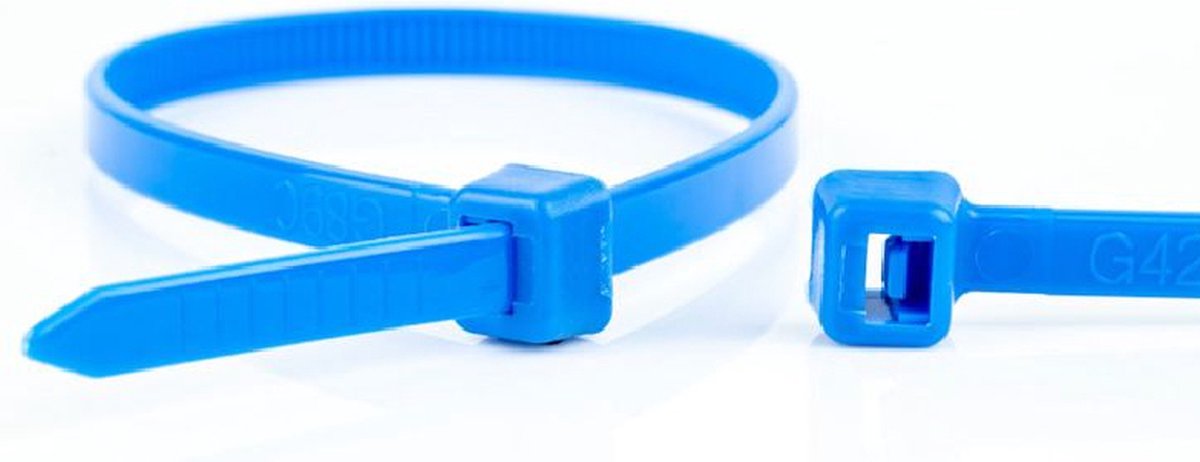Kabelbinders - 190 x 4,8mm - Trekkracht tot 22,2kg - 100 stuks - Blauw