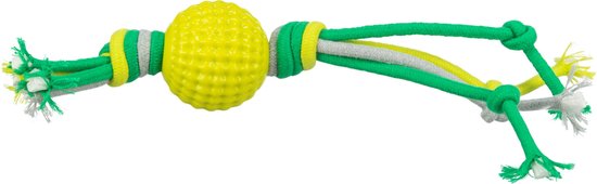 Trixie bal met touw - TPR/Polyester - diameter 9 cm - 44 cm - speelgoed voor de hond -