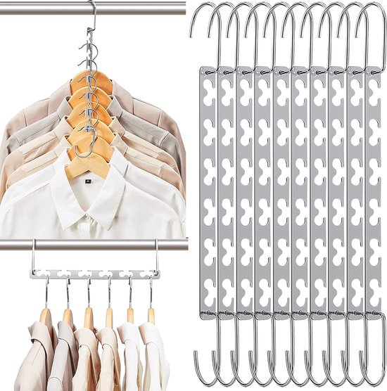Songmics 100 STUKS Ruimtebesparende Antislip kleerhangers met Broeklat
