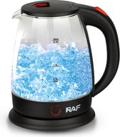 Raf Waterkoker - Heetwaterdispenser - Waterkoker Retro - Warmhoudfunctie - 2 Liter - Glas - Elektrisch - 1500 Watt - Zwart/Glas