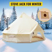 PC-Deals Campingtent 5M Waterdicht Katoen Canvas Bell Tent Buiten 4 Seizoenen Familiefeest Picknick Yurt W/Kachel Hole 6 Persoons