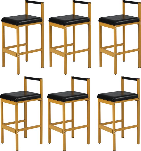 Sweiko Eetkamerstoelen (6 stoelen zonder eettafel), familie eetkamerstoelen, stoelen, moderne minimalistische woon- en slaapkamer stoelen, lounge stoelen met vier metalen voeten, Zwart en goud