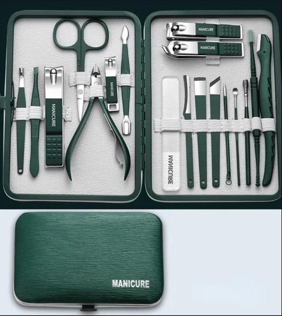 18 Stks/set Nagelsnijset Roestvrijstalen Nagelknipper Set Met Opvouwbare Tas Manicure Kits Schaar Make-Up Beauty Tool