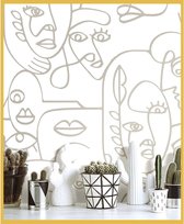 Noordwand Behang Friends & Coffee Line Art Faces wit en metallic