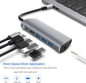 6 in 1 Dongle USB C Multi-poort Adapter,Hub,USB C Docking Station =TYPE C to USB-C PD+USB3.0*3+HDMI+AUDIO