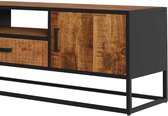 Rousseau- TV Meubel Mango TV-meubel: Madeira | Metalen Frame en Exotisch Hout | 50xx40 - 160cm - Bruin