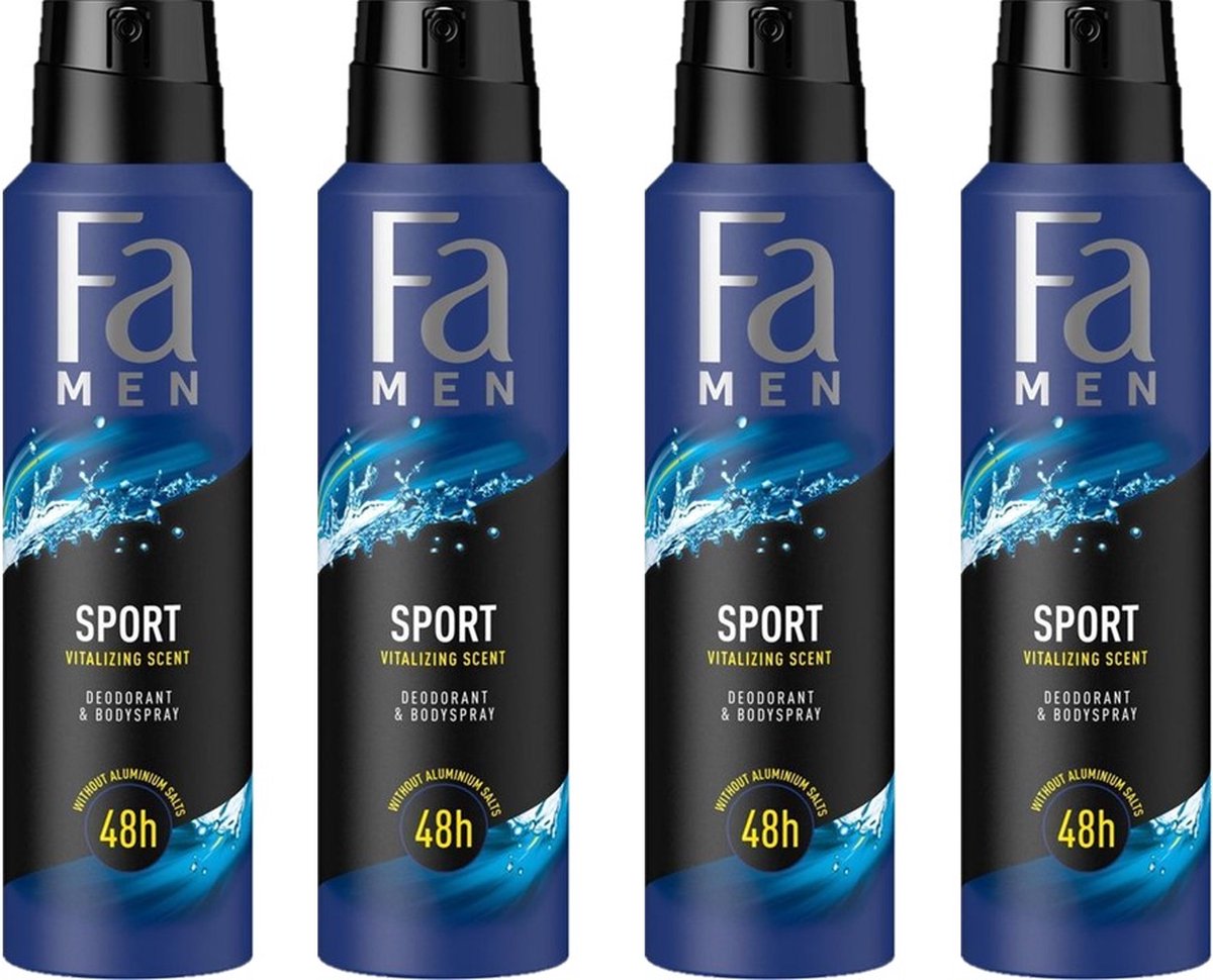 Goedkoopste Fa Men Deospray Sport - Voordeelverpakking 4 x 150 ml