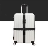 Kofferriem met Cijfer Slot, Verstelbare bagageband reiskoffer bagage verpakkingsgordel lange kruisbanden,-Reizen -Zwart