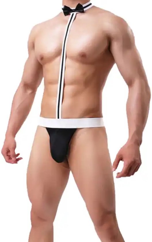 Men's Jockstrap - Sexy Underwear for Men - Jockstrap - Comfort Stretch - Sexy Ondergoed voor Mannen - String voor Mannen - Underwear with Bow Tie - Thong for Men - Black - Sexy Lingerie for Men