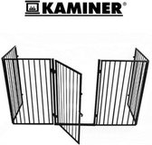 Haardscherm XXL - Kachelhek - Kachel veiligheidshek met deur - Open haard beschermrooster - Vonkenscherm - Metaal - Zwart