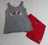 Ensemble - Meisje - Mouwloos t shirt + short - Grijst , wit , rood - I love life - 4 jaar 104