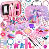 Make up Koffer Meisjes - Kinder Speelkoffer met Inhoud - Make upset voor Kinderen - Paarse Koffer met Eenhoorn - Voor jouw Prinsesje