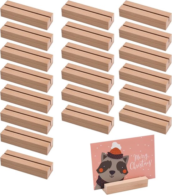 20 Stuks Houten Kaarthouders - Rechthoekige Standaards Voor Feestdecoratie En Tafelnummers