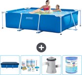 Intex Rechthoekig Frame Zwembad - 220 x 150 x 60 cm - Blauw - Inclusief Afdekzeil - Onderhoudspakket - Zwembadfilterpomp - Filter