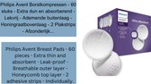 Philips Avent Borstkompressen - 60 stuks - Extra dun en absorberend - Lekvrij - Ademende buitenlaag - Honingraatbovenlaag - 2 Plakstrips - Afzonderlijk verpakt - SCF254/61
