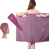 Badhanddoek - Omslagdoek en haardoek - Sauna handdoek - Meisjes doek - Draagbaar Handdoek - Stranddoek - Spa Badjas - baddoek - Maat XS/S - 140x85 cm