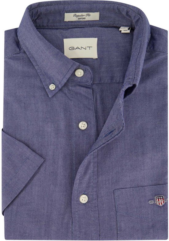 Gant casual overhemd korte mouw blauw