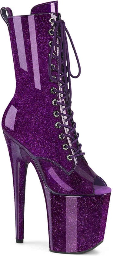 Pleaser - FLAMINGO-1041GP Plateau Laarzen, Paaldans schoenen - US 9 - 39 Shoes - Paars