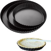 3 pièces de moules à quiche avec 3 tailles de moule à tarte avec fond relevable Ø 20 cm, 24 cm et 28 cm fond à tarte, moule à pâtisserie, moule à tarte rond aux fruits, acier carbone pour quiche, gâteau, tarte