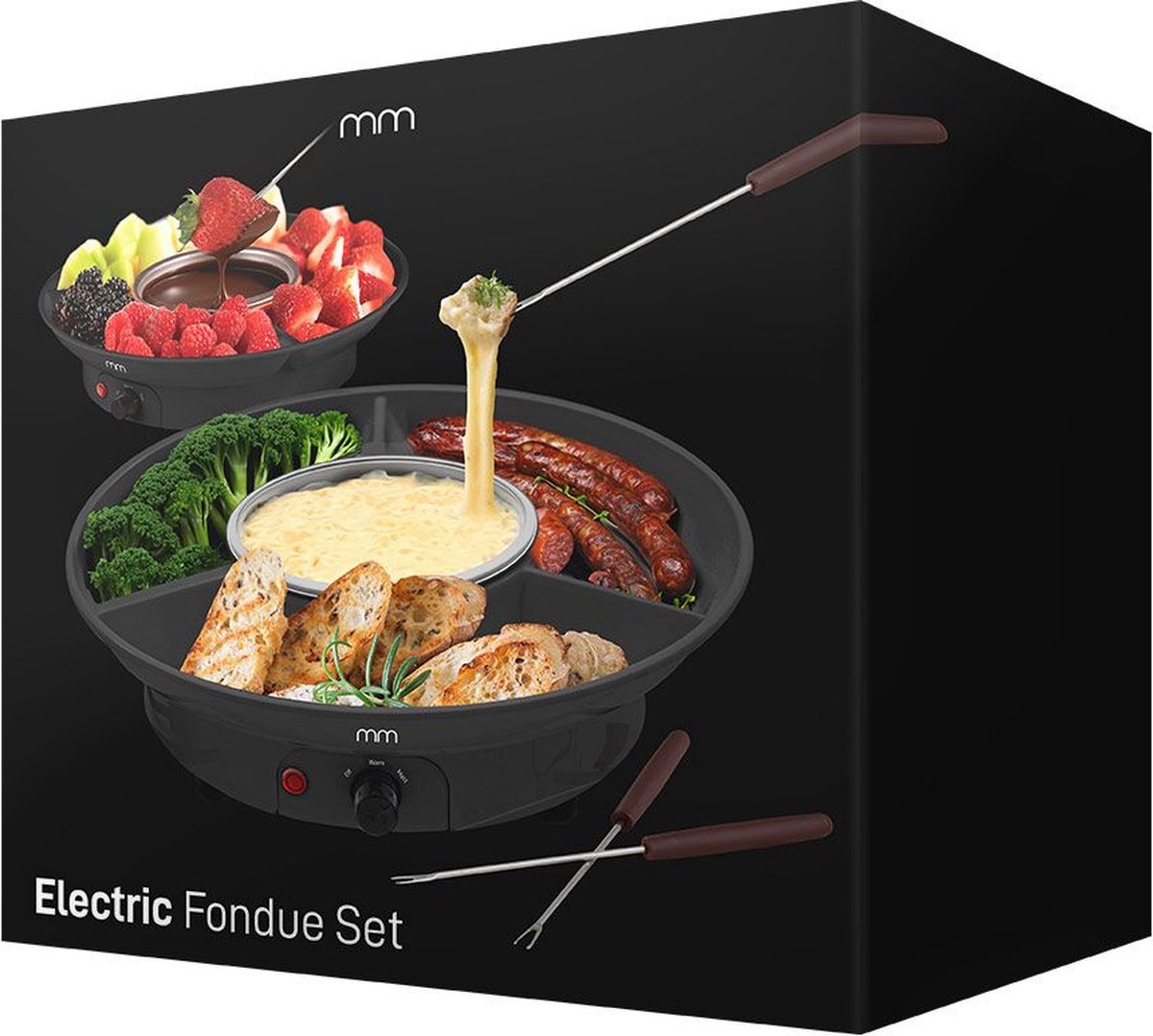 MikaMax Electric Fondue Set - 260 ml Elektrische Fonduepan Roestvrij staal met 2 Vorkjes — cadeau in Kookcadeaus - foto 6