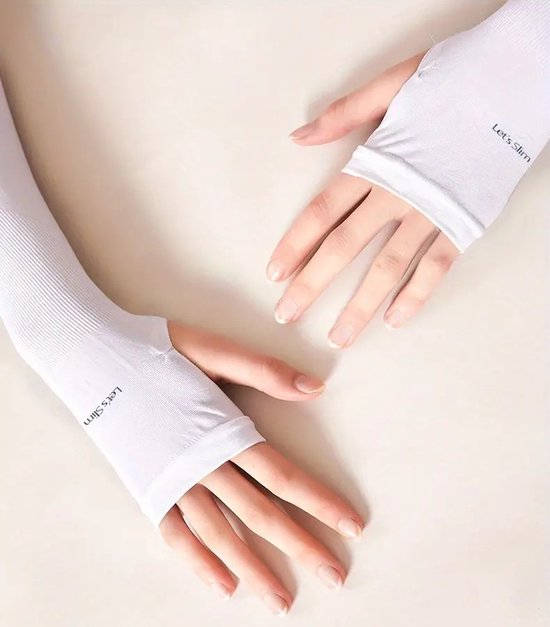 2x Armsleeves I Running Sleeves I Compressie Arm Mouwen I Verkoelend I Ademend I Sport I UV Bescherming I Fiets I Hardlopen I Morrijden I Unisex I One Size I M - XL I Wit — afbeelding 4