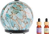 Whiffed Marble® Luxe Aroma Diffuser - Incl. 2x Etherische olie - Lavendel - Pepermunt - Geurverspreider met Glazen Design - 8 uur Aromatherapie - Tot 80m2 - Essentiële Olie Vernevelaar & Diffuser