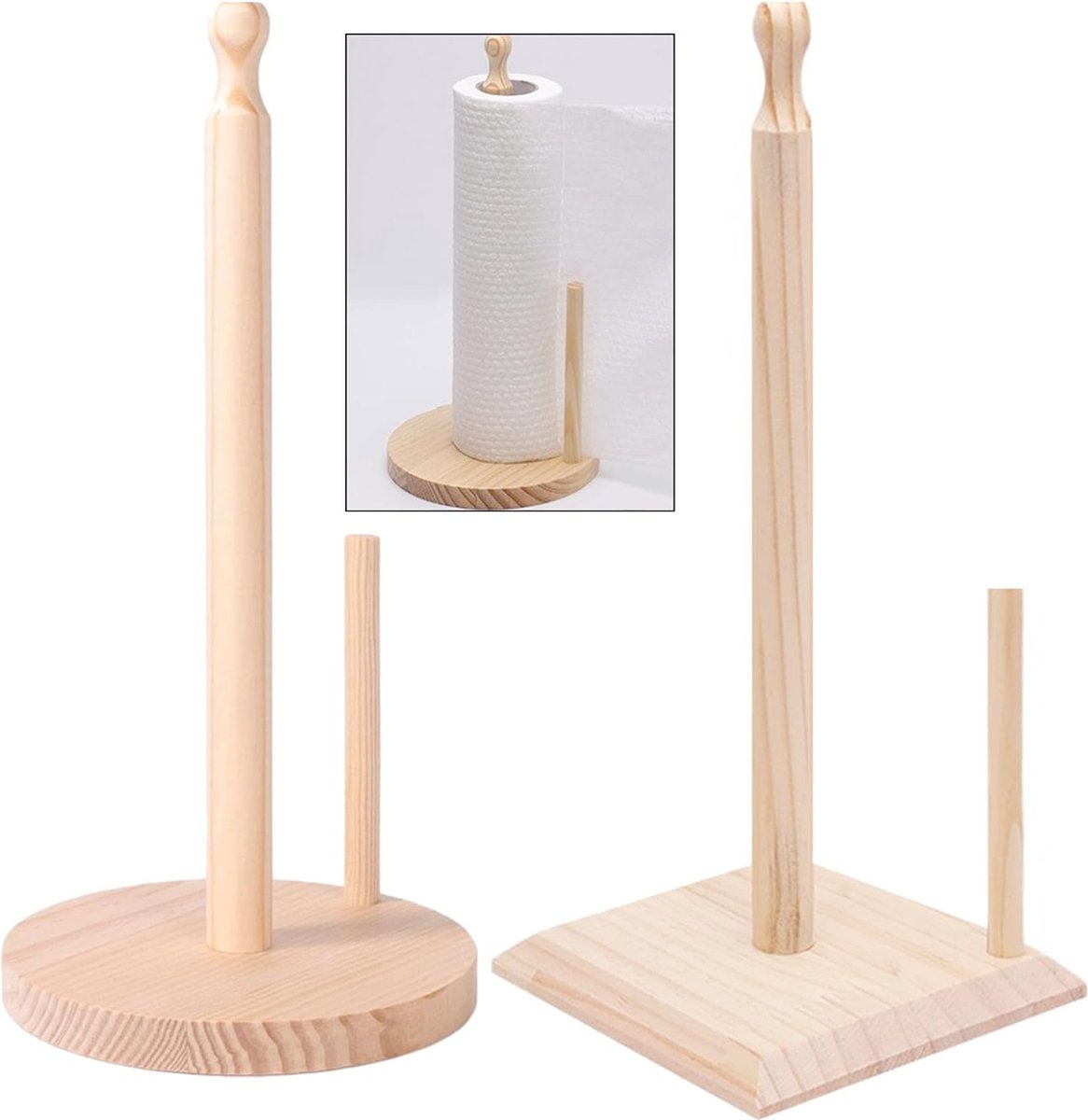 Keukenrolhouders Ikea Keukenpapier Houder 3 In Een Keukenrolhouder, Staand, Keukenpapierhouder, Hout, Keukenrolhouder Voor Standaard En Grote Rollen, Papierrolhouder, Hout, Staand Voor Keuken En Eettafel, Woondecoratie, Werkblad, Organisatie