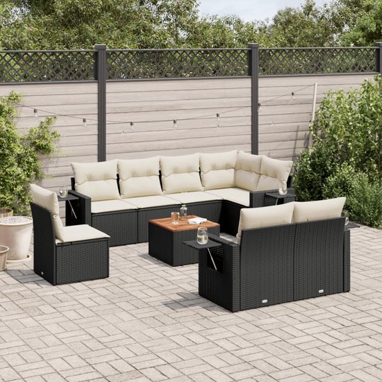 vidaXL-9-delige-Loungeset-met-kussens-poly-rattan-zwart