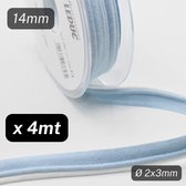 4 mètres de ruban/passepoil double en coton, largeur 14 mm, qualité italienne, couleur blanc/bleu gris