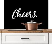 Spatscherm keuken 100x65 cm - Kookplaat achterwand Quotes - Spreuken - Cheers - Drinken - Muurbeschermer - Spatwand fornuis - Hoogwaardig aluminium