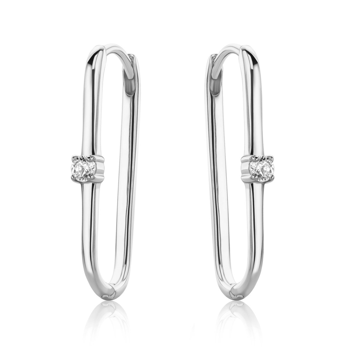 Miore Pure Oorbellen - Gemaakt van Zilver - Met Zirkonen - Handgemaakte Sieraden - Hypoallergene Oorringen - Elegante Dames Sieraden - 24.5 mm
