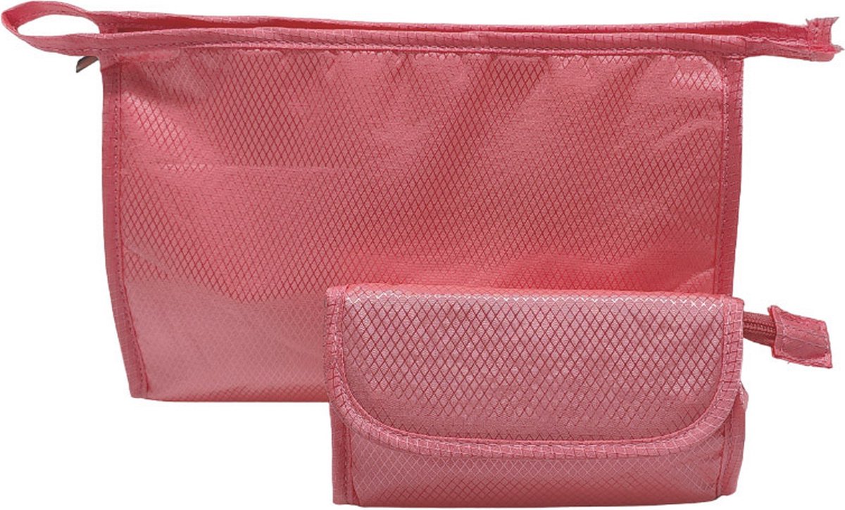 Rojafit Toilettasset - Toilettas + Make-up tasje met Spiegel - Pink