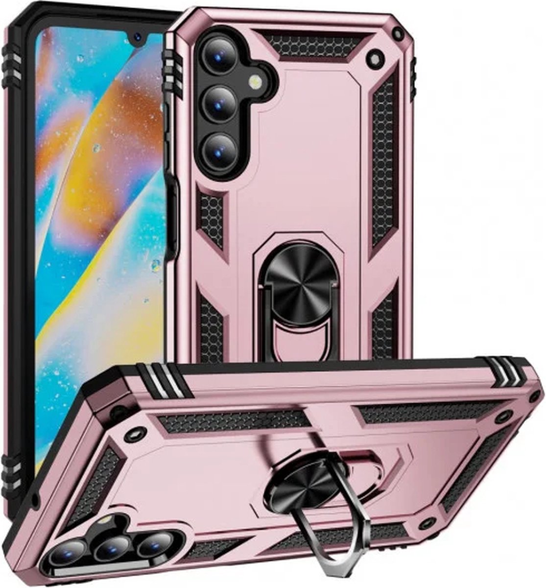 Cityhoesje – Armor Kickstand – Ring BackCover – Geschikt voor Samsung A15