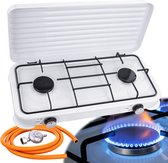 2x Campingland - Réchaud à GAZ portable - Réchaud de camping - Brûleur de cuisine - - Brûleurs à gaz- réchaud - Réchaud à gaz portable - Y COMPRIS 8 Bouteilles de gaz et VALISE