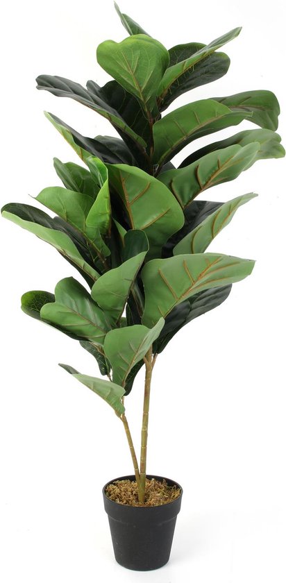 NATURN LIVING Kunststof Rubberplant - ø 14 x 98 cm - Ficus Elastica - Nep rubberboom - Onderhoudsvrije Plant - Realistische Kunstplant - Allergievriendelijke Binnenplant - Nepplant voor Interieurdecoratie - Groen