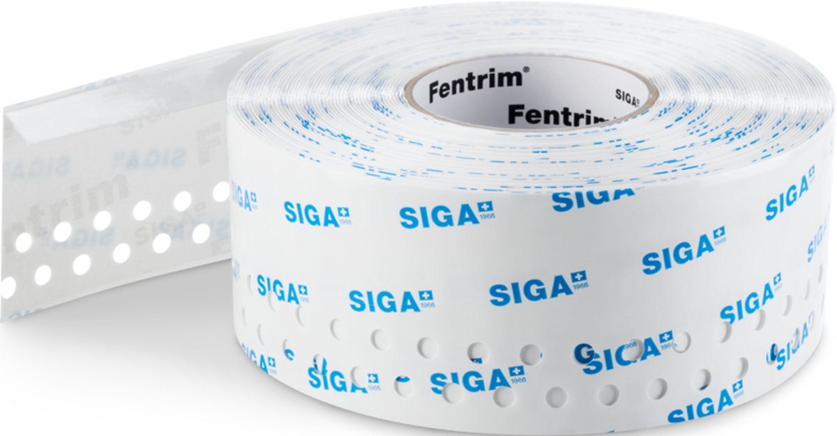 Siga Fentrim 20 - 100 mm – 15/85 mm x 25m - Extreme lijmkracht over het gehele vlak - Voorgevouwen 15 mm, zonder scheidingsstroken