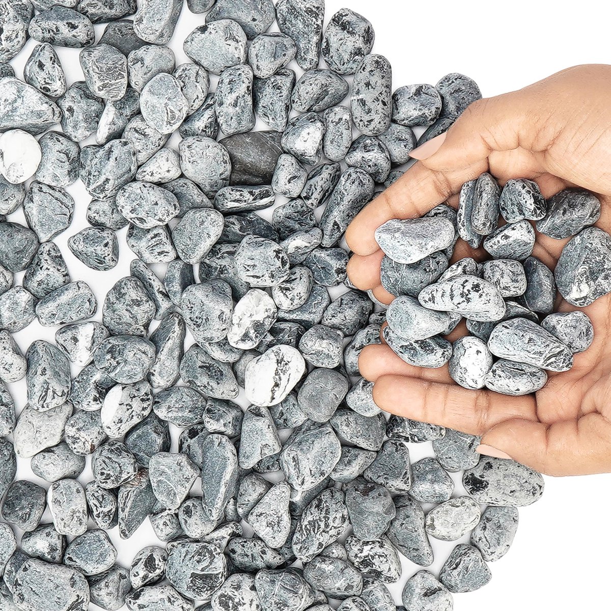 BELLE VOUS Grey Decorative Natural Pebbles 3.4kg 7.5lbs Mini Assorted Stones Decorative River Gravel for Vase Filler Garden Plant Pots & Aquariums
