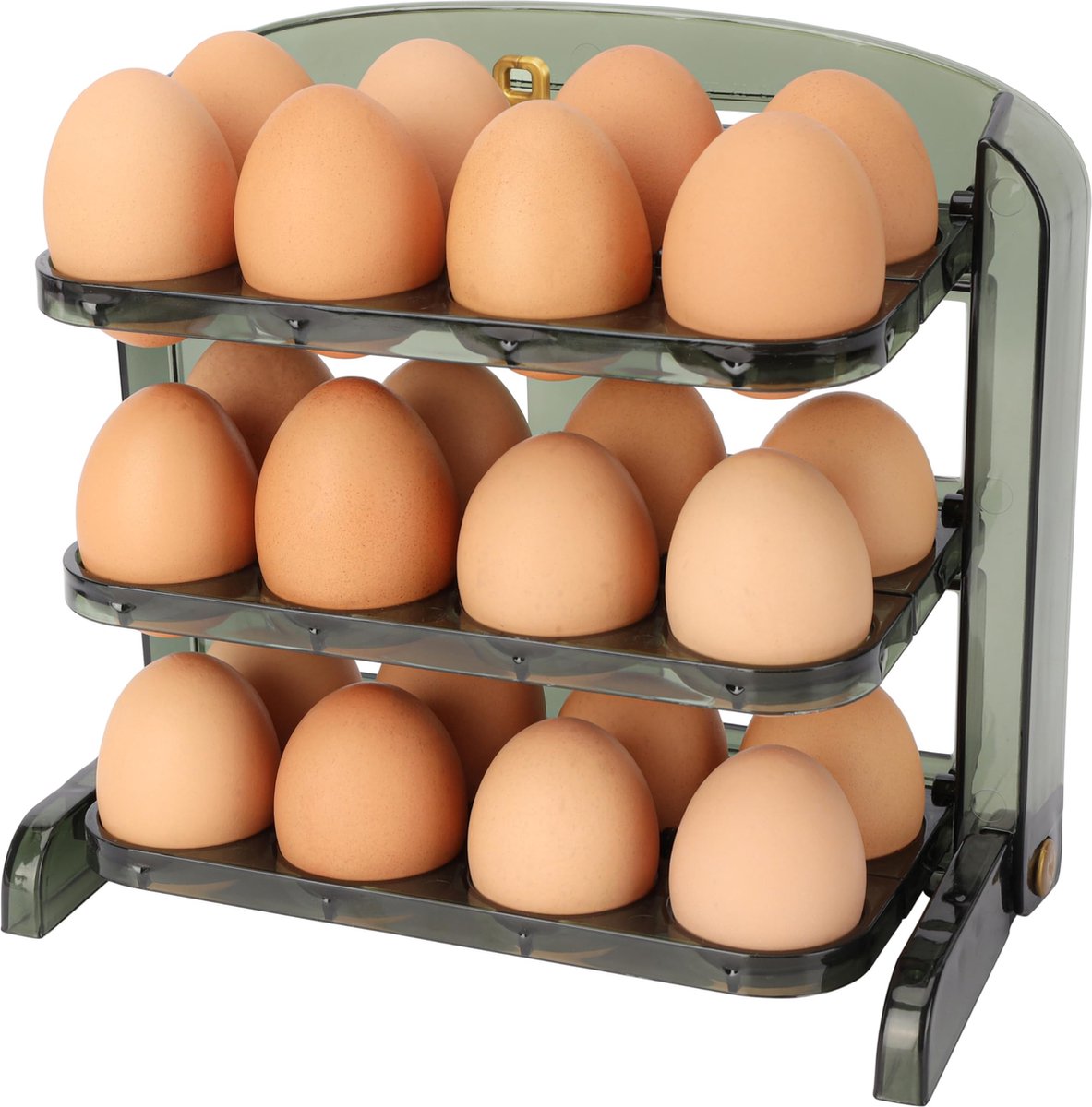 BELLE VOUS Ei Opslag Houder voor 24 Eieren Plastic Koelkast Diepvries Veilige Container Ruimtebesparende 3 Laags Keuken Ei Dispenser Organizer Doos