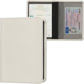 Housse kwmobile pour certificat d'immatriculation et permis de conduire - Housse de protection avec porte-cartes en blanc - Simili cuir