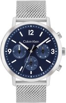 Calvin Klein CK25200438 GAUGE Heren Horloge - Mineraalglas - Staal - Zilverkleurig - 44 mm breed - Quartz - Druksluiting - 3 ATM (spatwater)
