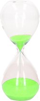 Zandloper cilinder Timer - decoratie of tijdsmeting - 5 minuten groen zand - H12 cm - glas