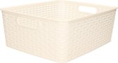 Plasticforte Panier de rangement - Panier de placard - plastique rotin - blanc crème - 12 Litres - 30 x 37 x 13 cm