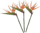 3x Oranje strelitzia/paradijsvogelbloem kunstbloem 90 cm - Kunstbloemen boeketten