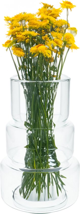 Bloemenvaas Margo - helder transparant glas - D18 x H28 cm - decoratieve vaas - bloemen/takken