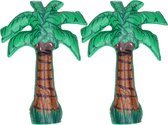 Opblaasbare decoratie palmboom - 2x - kunststof - groen - H45 cm
